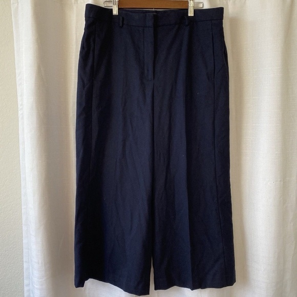 Ann Taylor Dress Pants Womens 14 Blue Wool Blend Wide Leg Trouser - Picture 2 of 14